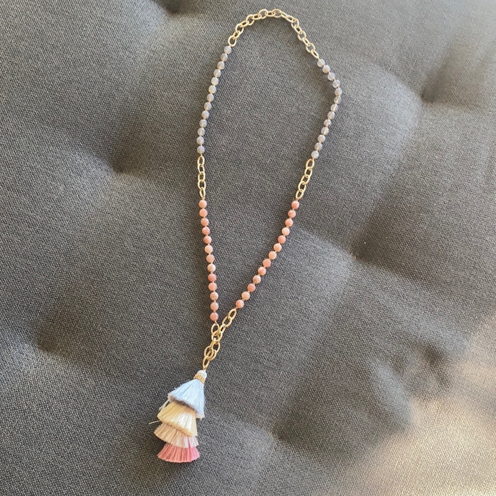 Beaded Tassel Necklace With Gold Chain